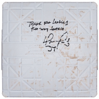 2012 David Ortiz Game Used and Signed/Inscribed "Thank for Leading the Way Jackie" 2nd Base Used on 04/15/2012 - Jackie Robinson Day (MLB Authenticated) 